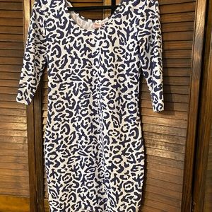 Persifor Kilpatrick Dress Navy Panthera Print Size S